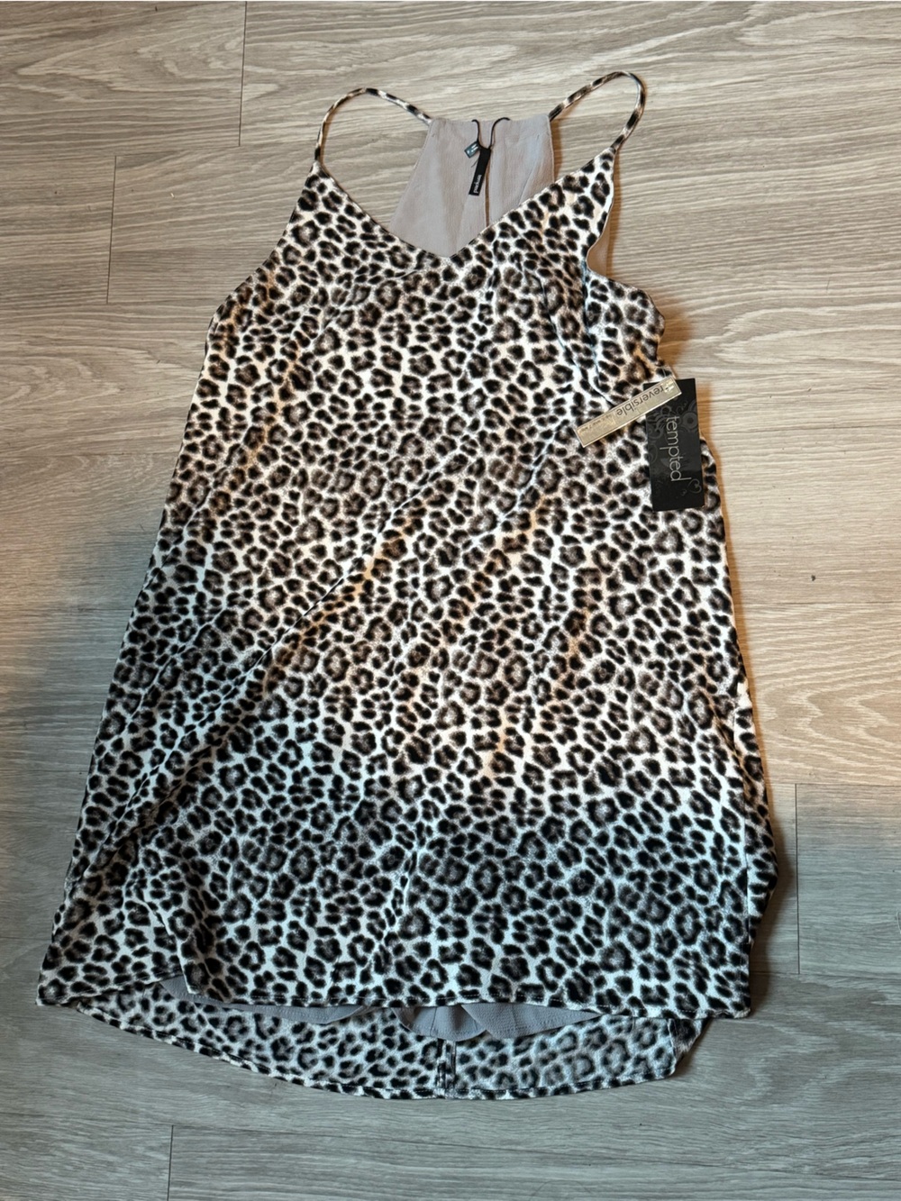 Tempted Leopard Print Satin Cami in Black and Cream